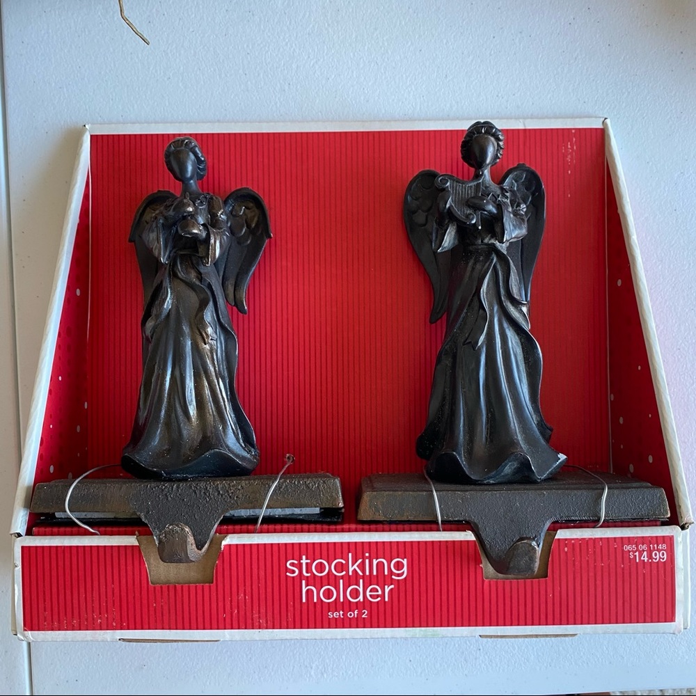 Angel Christmas Stocking Holder Set of Two (2) Bronze Color - Picture 6 of 13